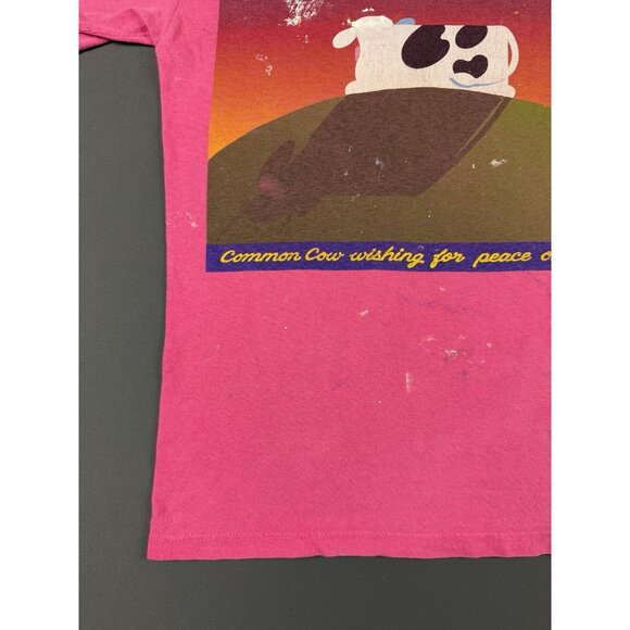 Rare Vintage Y2K Cows Ice Cream Art Painting Paint Splatter Pink Small Shirt - Picture 5 of 15